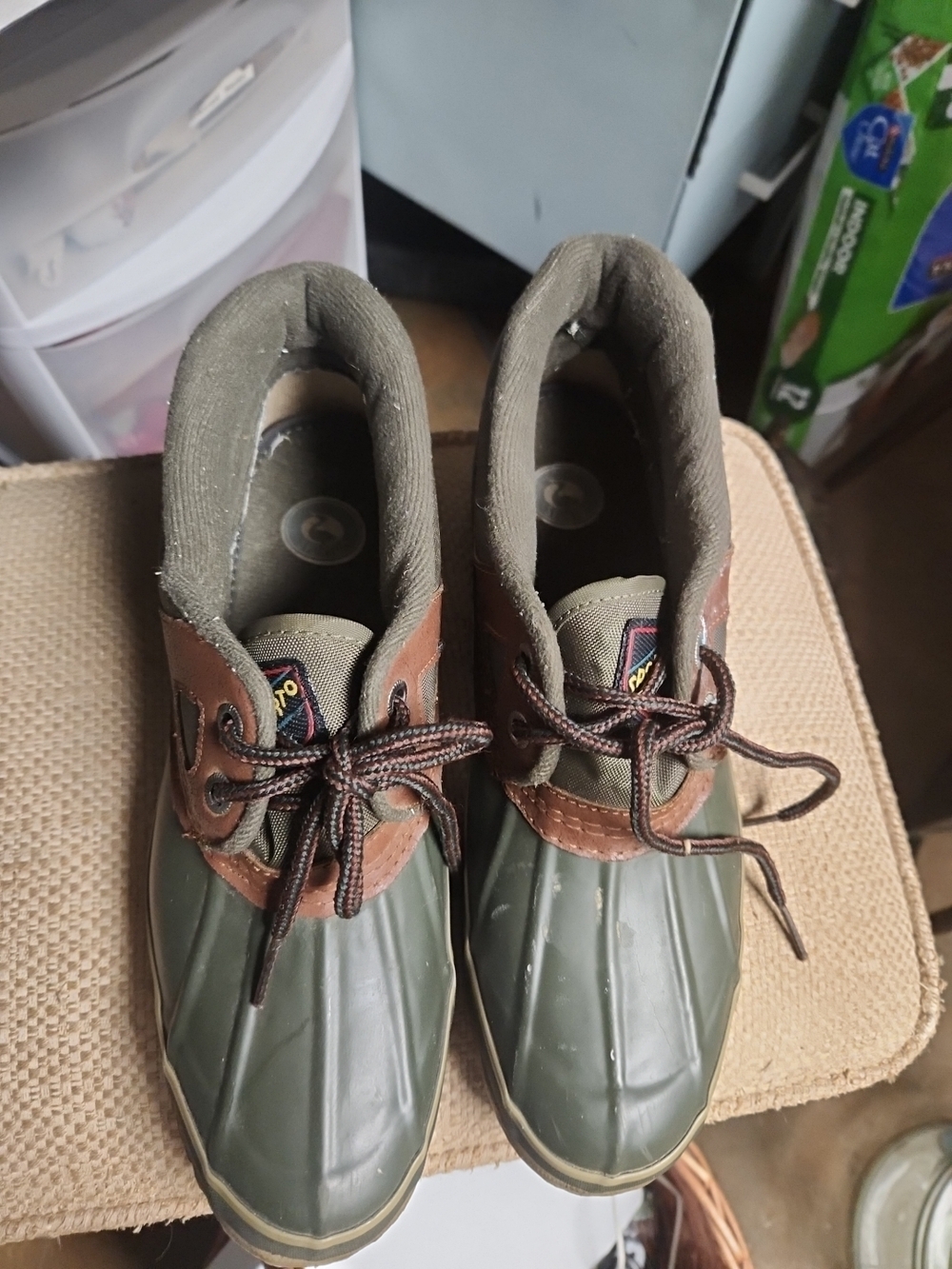 Sporto Olive Green and Brown Waterproof Duck Boots
